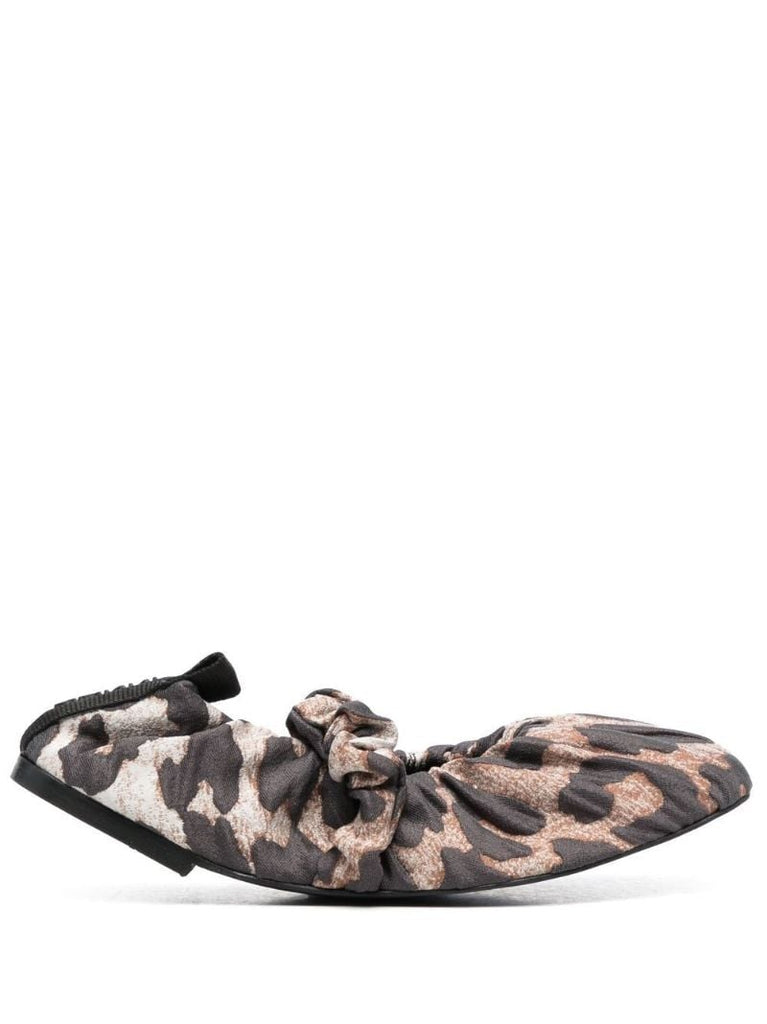 Brown Leopard Print Scrunchie Ballet Pumps