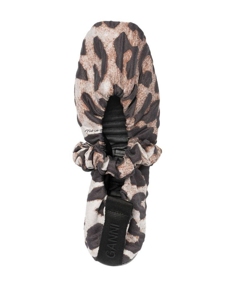 Brown Leopard Print Scrunchie Ballet Pumps
