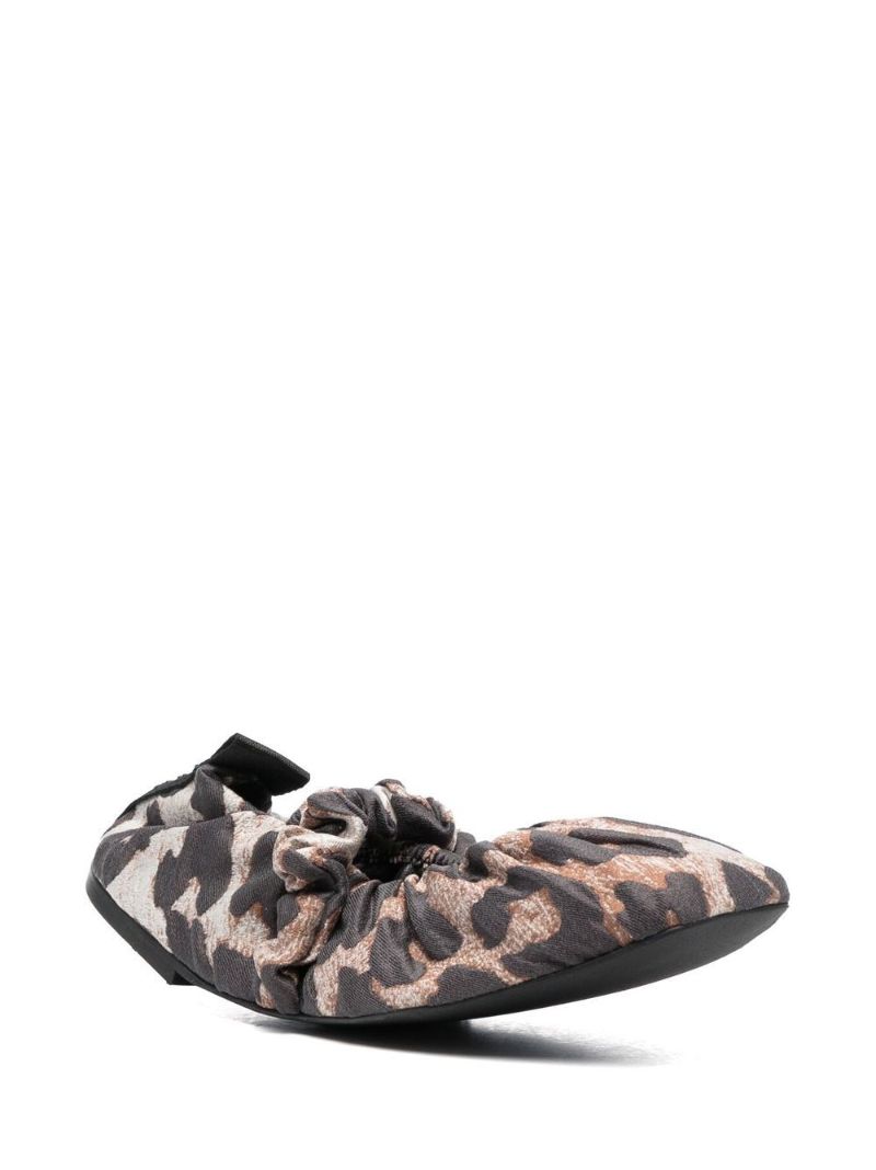 Brown Leopard Print Scrunchie Ballet Pumps