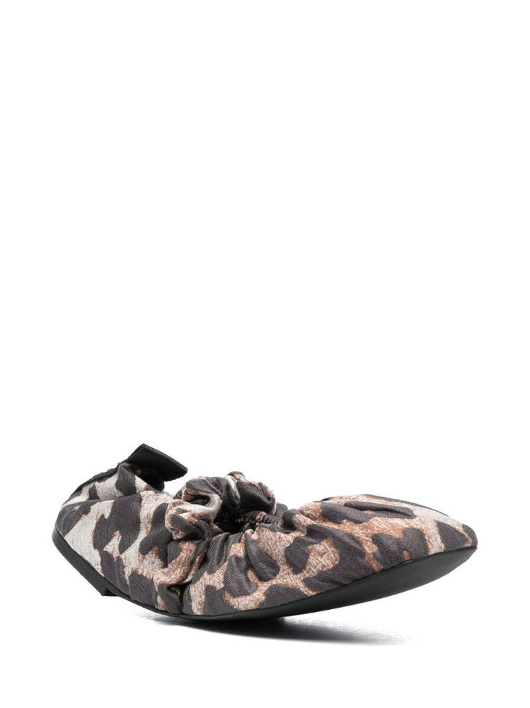 Brown Leopard Print Scrunchie Ballet Pumps