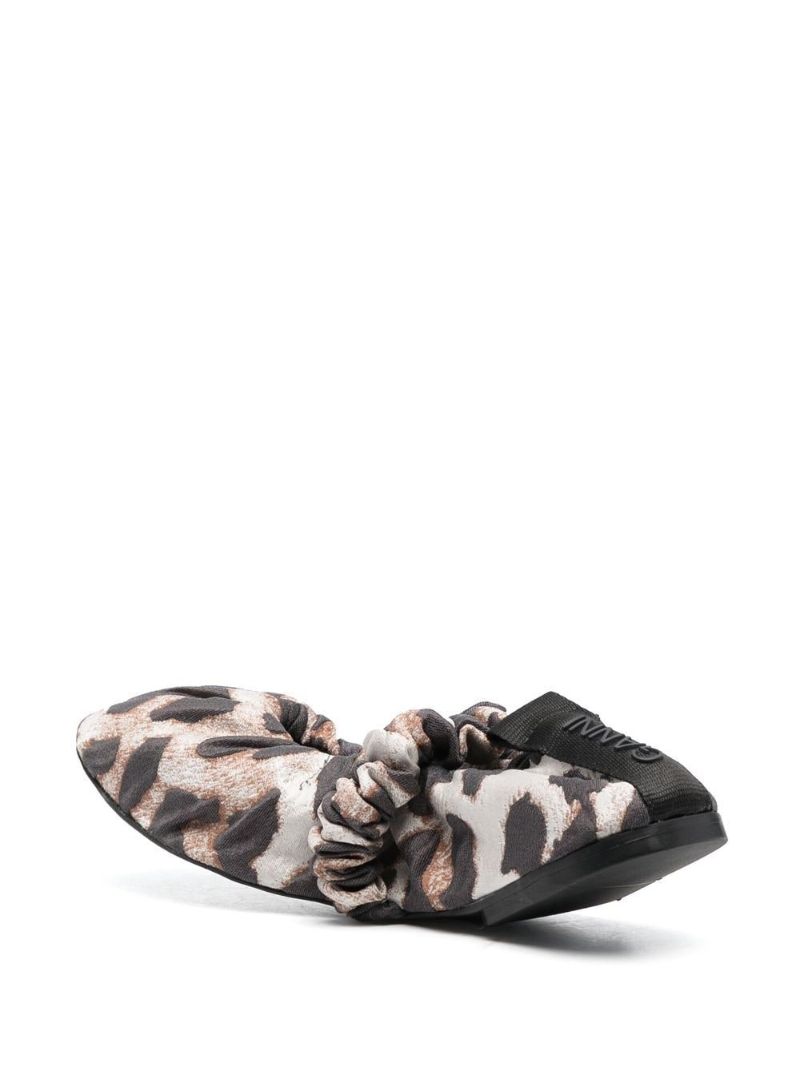 Brown Leopard Print Scrunchie Ballet Pumps