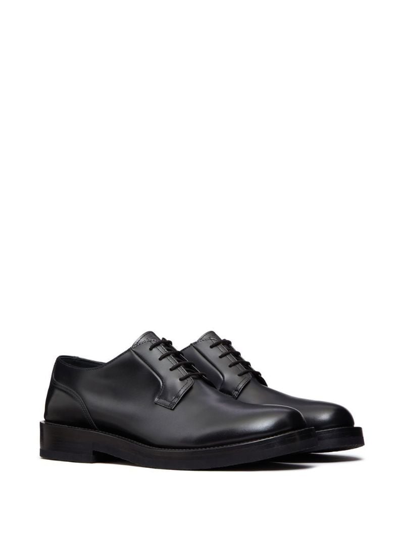 Black Roman Stud Leather Derby Shoes