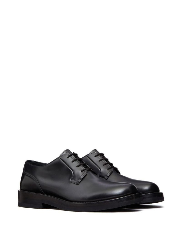 Black Roman Stud Leather Derby Shoes