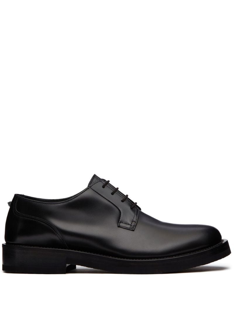 Black Roman Stud Leather Derby Shoes