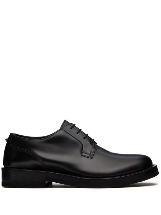Black Roman Stud Leather Derby Shoes