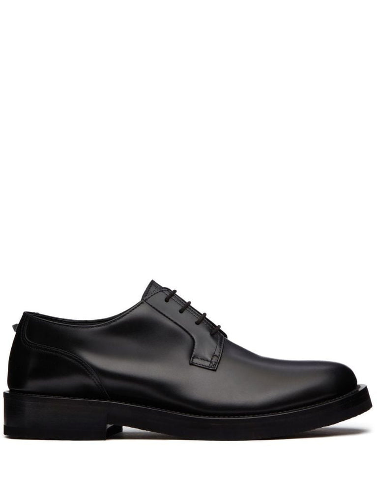 Black Roman Stud Leather Derby Shoes
