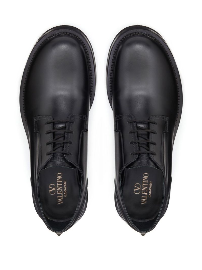 Black Roman Stud Leather Derby Shoes