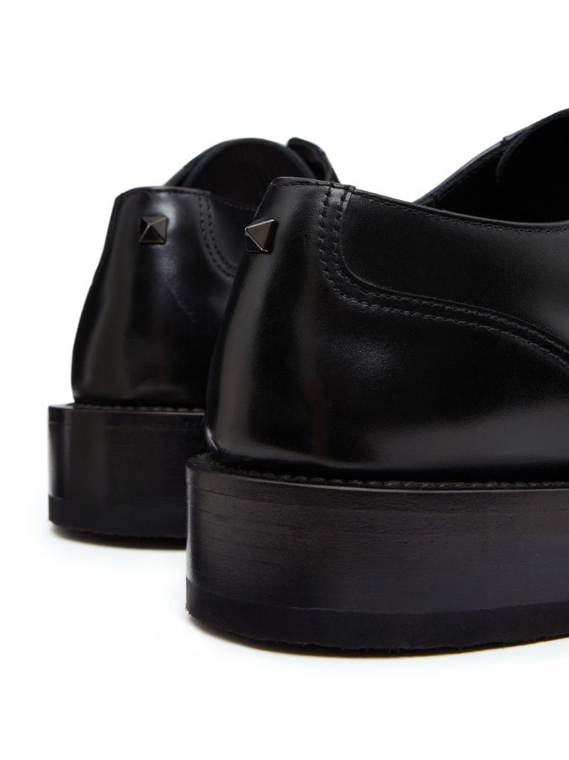 Black Roman Stud Leather Derby Shoes