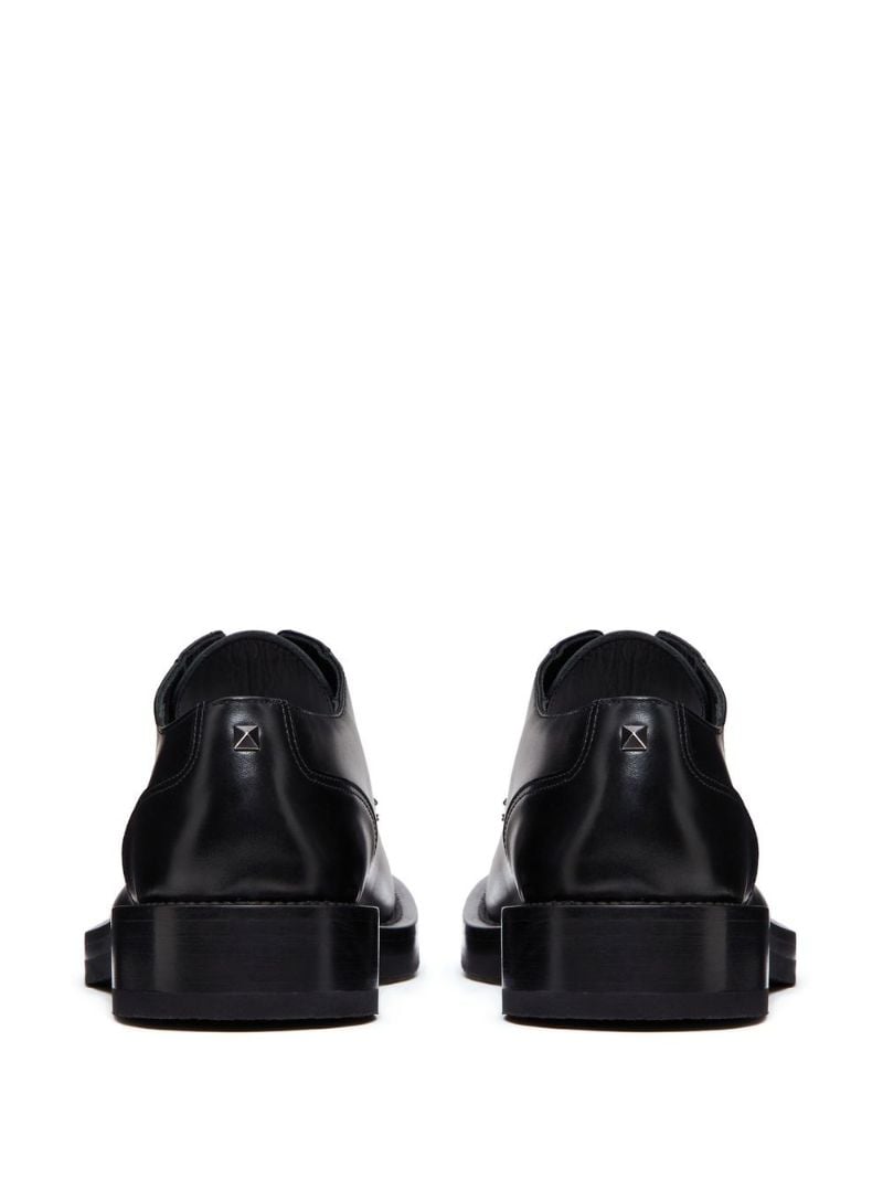 Black Roman Stud Leather Derby Shoes