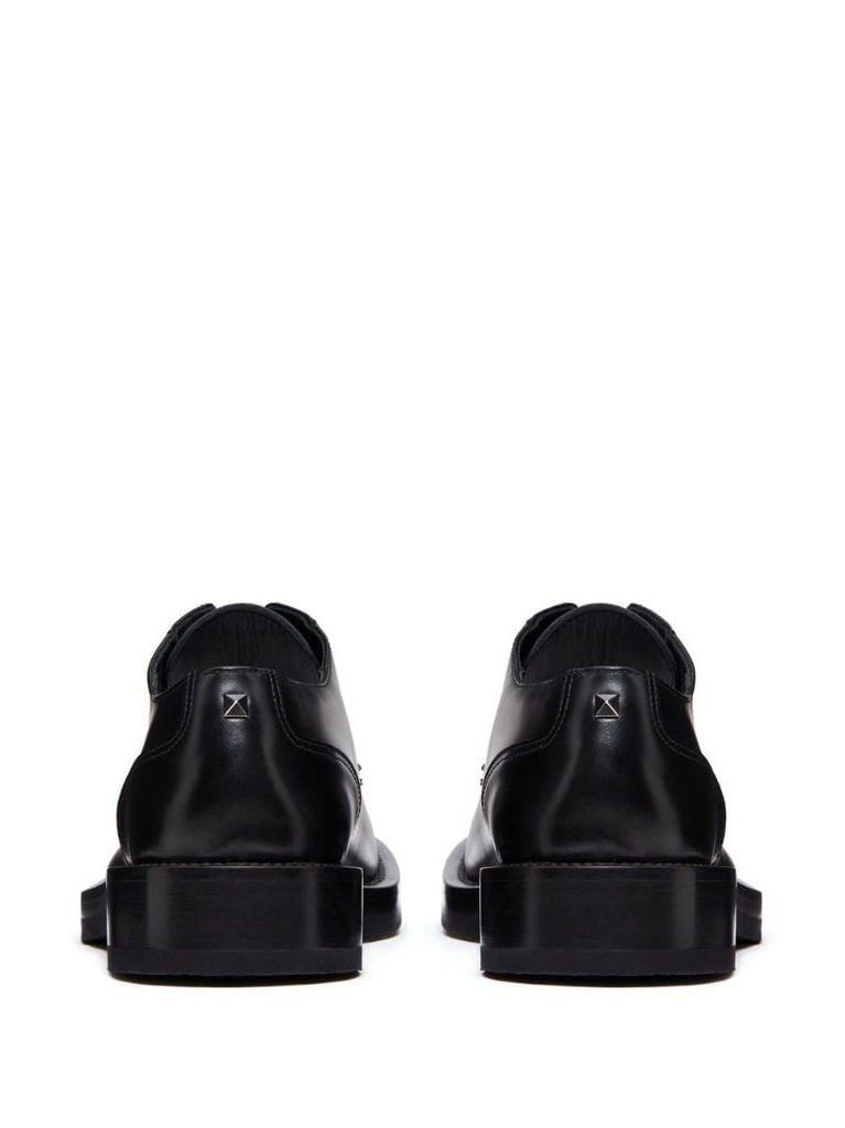 Black Roman Stud Leather Derby Shoes