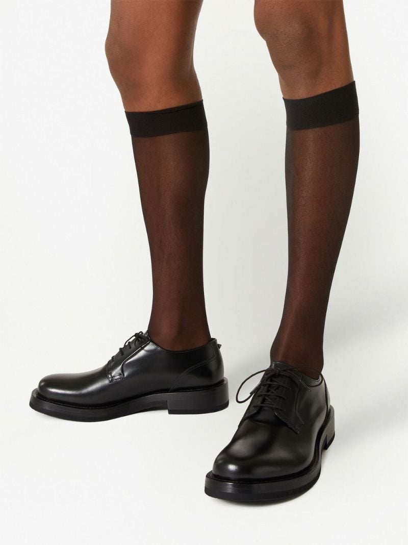 Black Roman Stud Leather Derby Shoes
