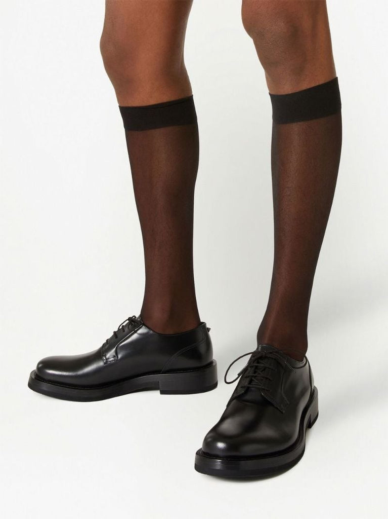 Black Roman Stud Leather Derby Shoes