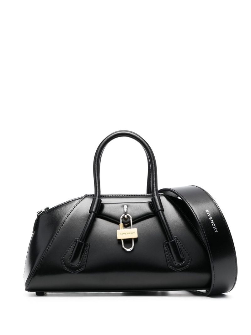 Black Mini Antigona Stretch Leather Top Handle Bag