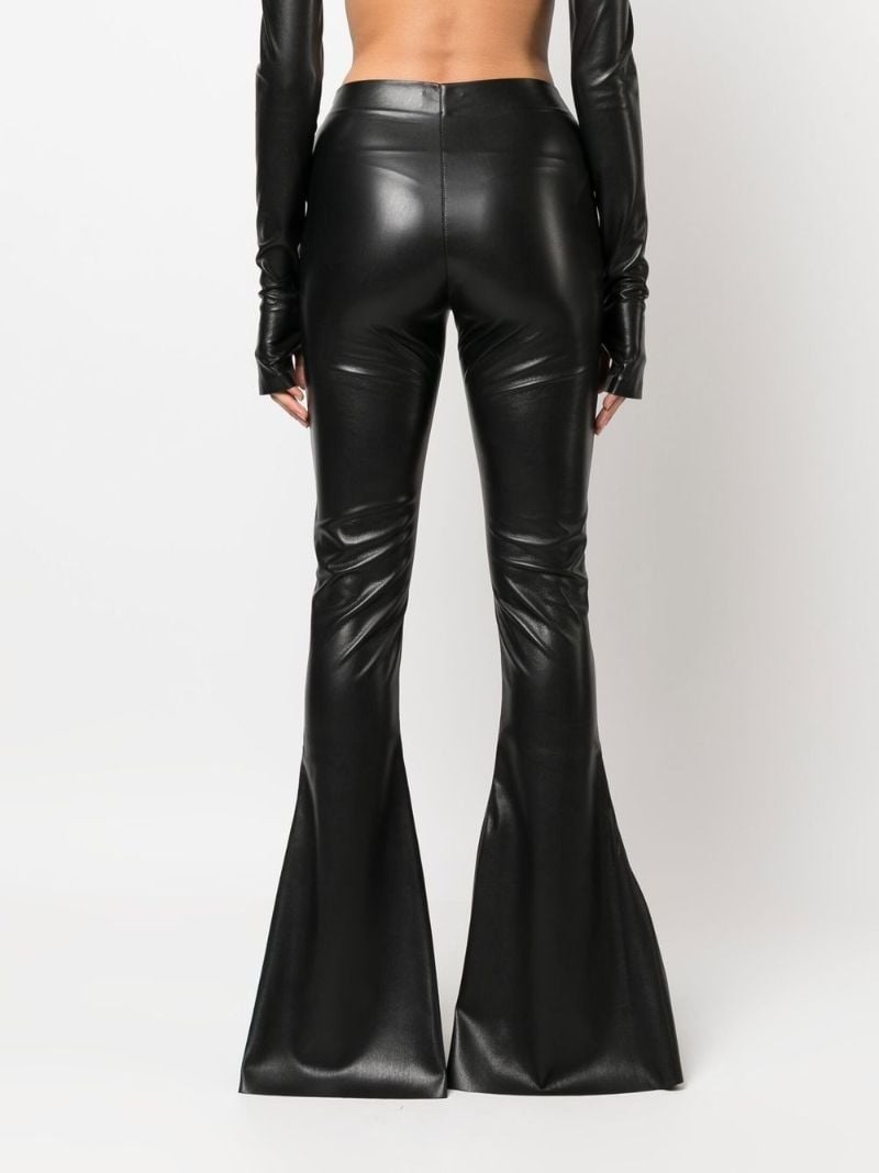 Black Faux-leather Flared Trousers