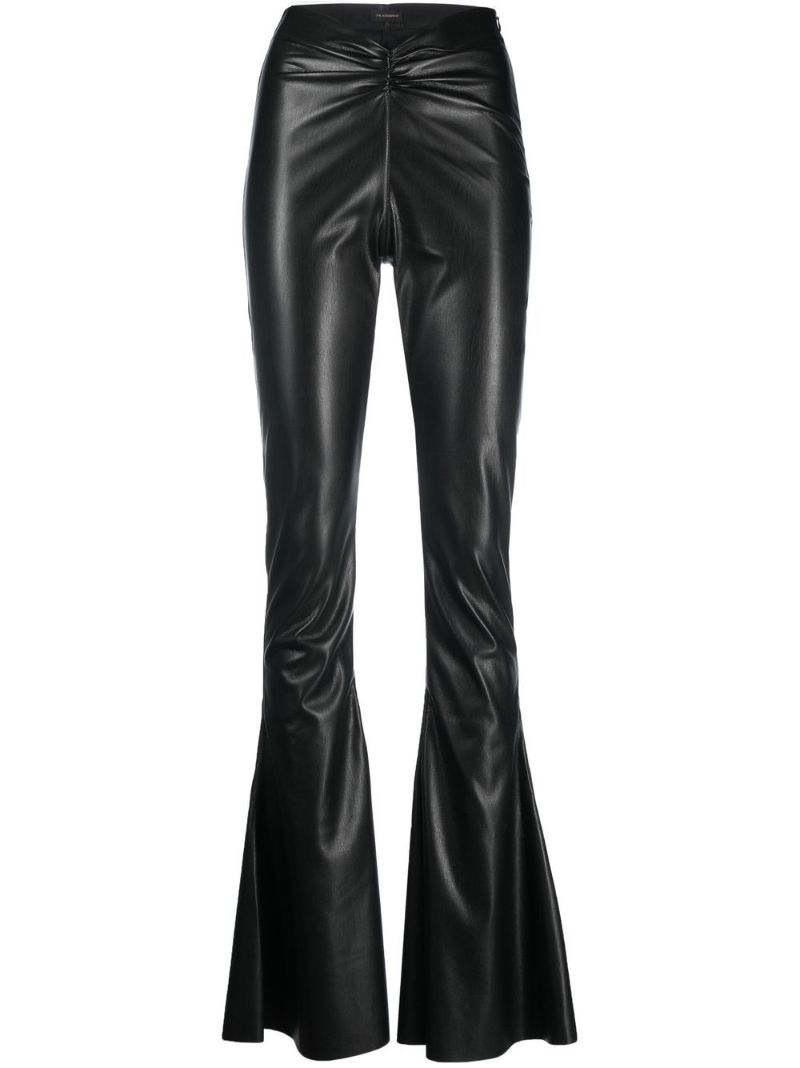 Black Faux-leather Flared Trousers