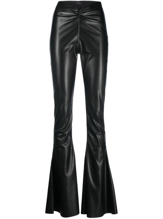 Black Faux-leather Flared Trousers