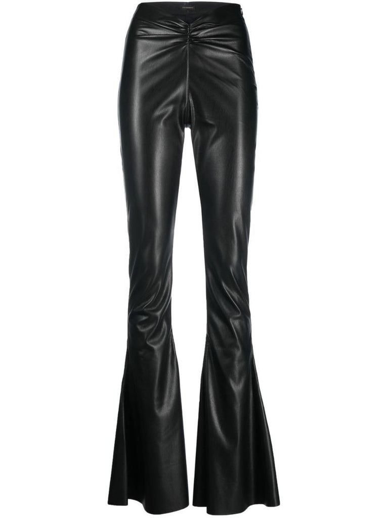 Black Faux-leather Flared Trousers