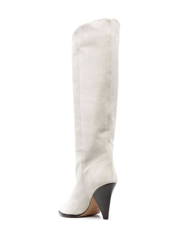 Neutral Suede Knee-high Boots