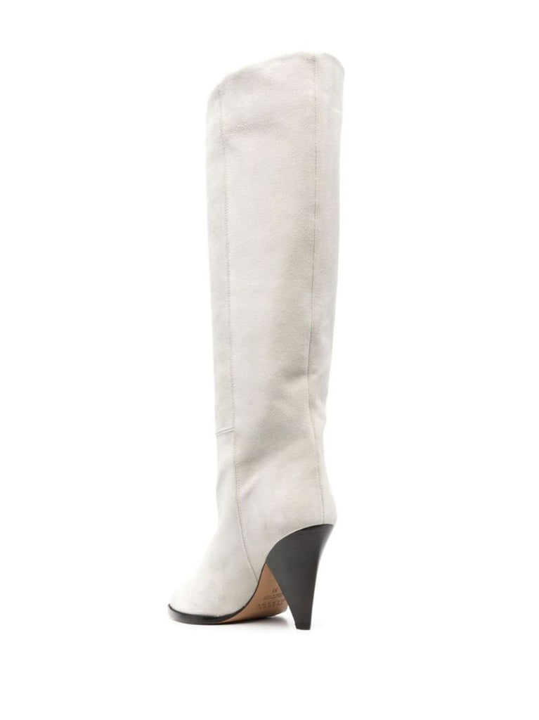 Neutral Suede Knee-high Boots