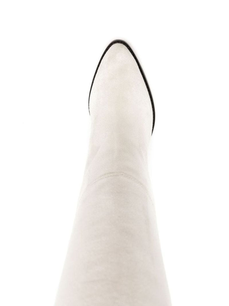 Neutral Suede Knee-high Boots