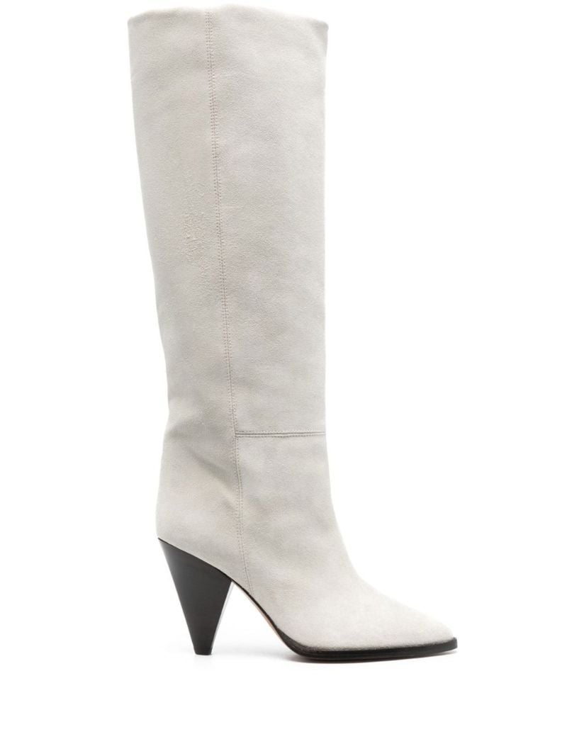 Neutral Suede Knee-high Boots