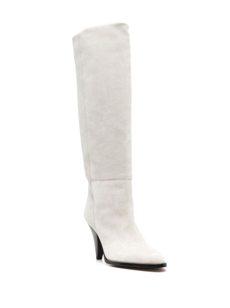 Neutral Suede Knee-high Boots