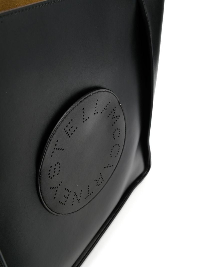 Black Logo Faux Leather Tote Bag