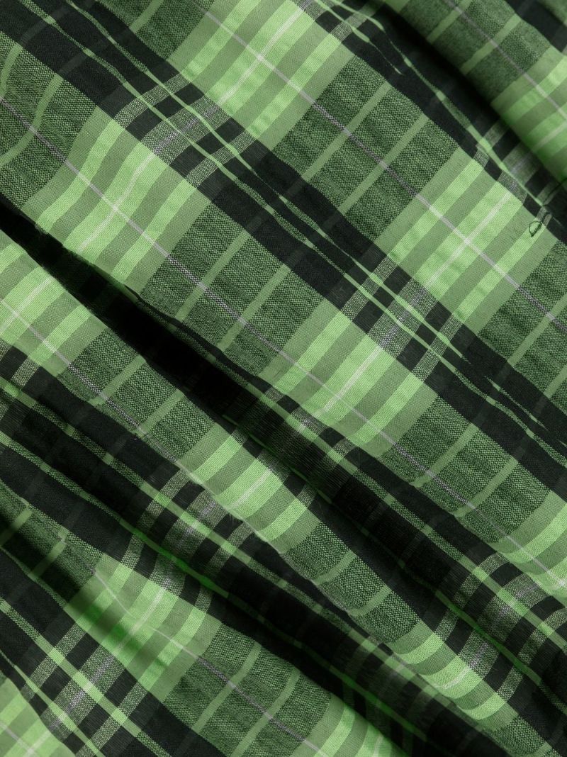 Green Check Seersucker Smock Dress
