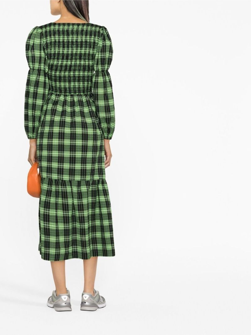 Green Check Seersucker Smock Dress