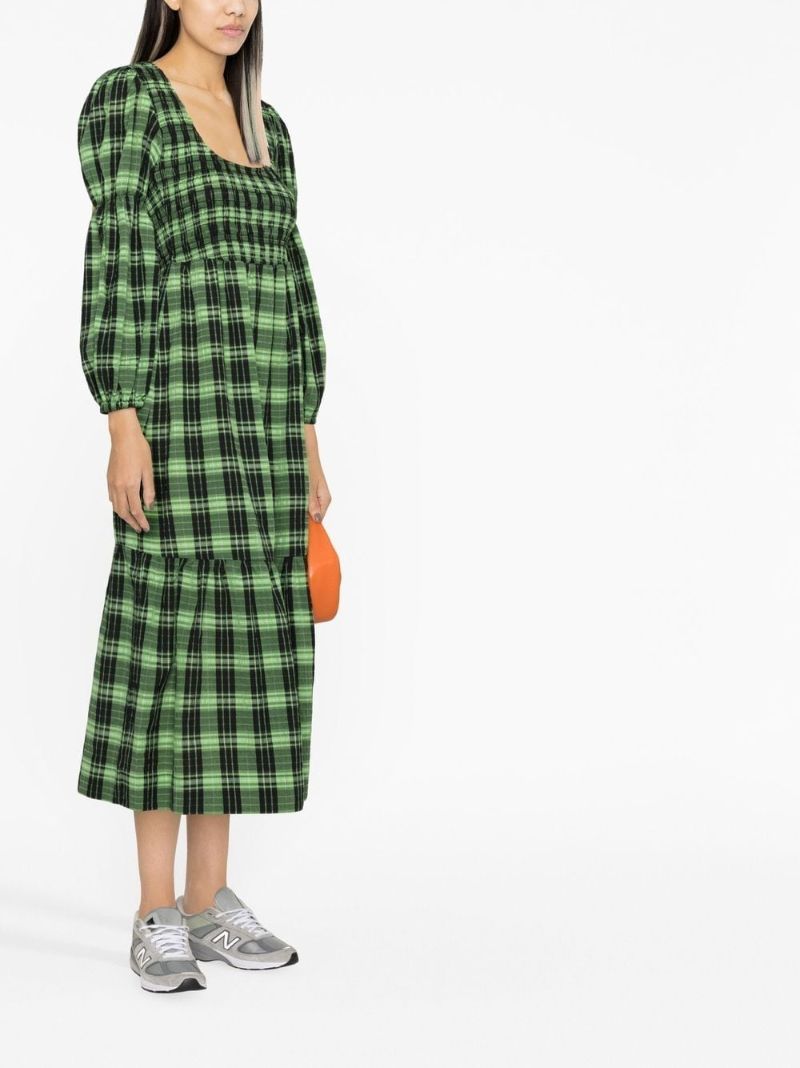 Green Check Seersucker Smock Dress