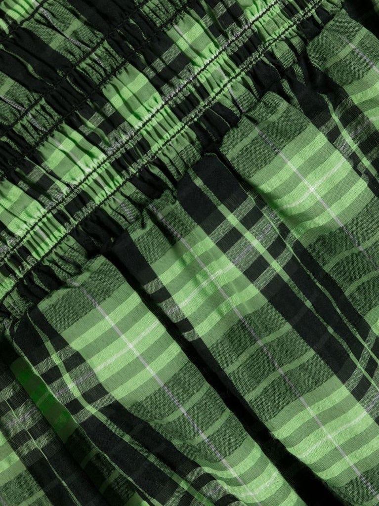 Green Check Seersucker Smock Dress