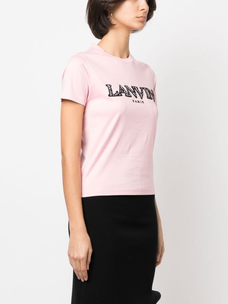 Pink Logo Embroidered T-shirt
