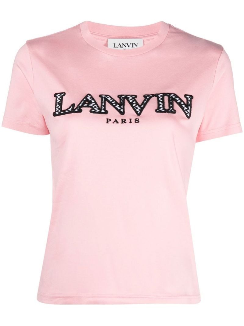 Pink Logo Embroidered T-shirt