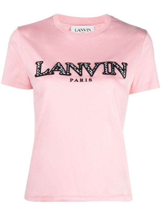 Pink Logo Embroidered T-shirt