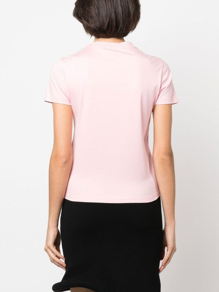 Pink Logo Embroidered T-shirt