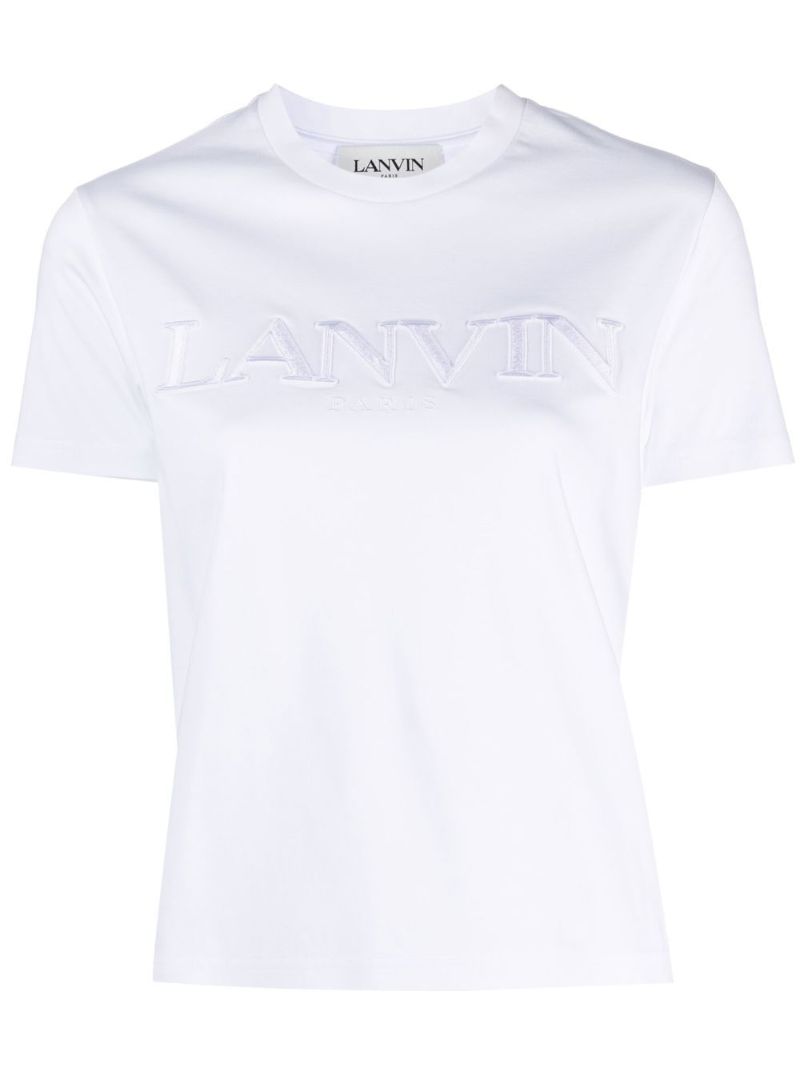 White Logo Embroidered T-shirt