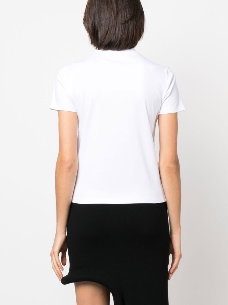 White Logo Embroidered T-shirt