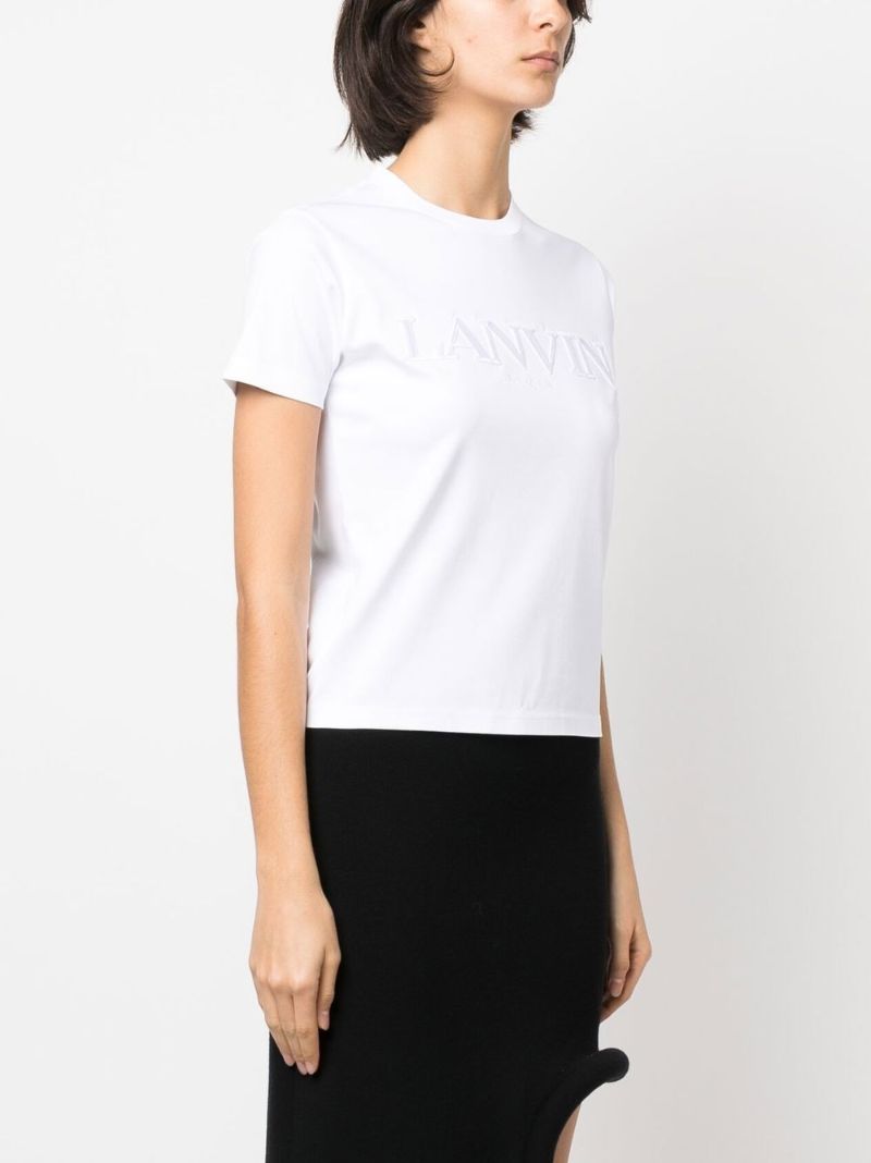 White Logo Embroidered T-shirt