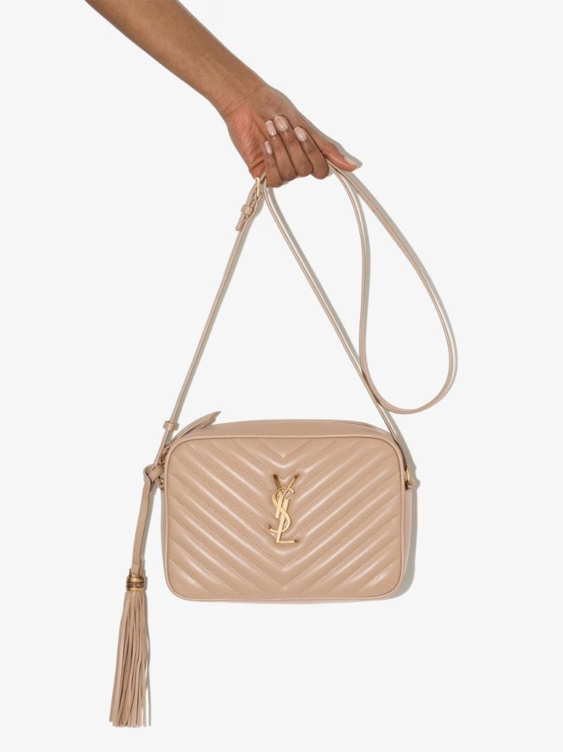 Beige Lou Quilted Leather Camera Bag