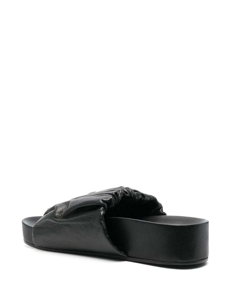 Black Ruched Leather Sandals