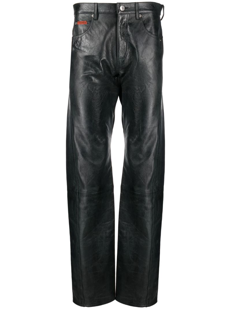 Black Straight-leg Leather Trousers