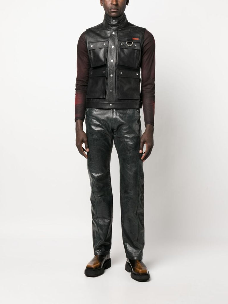 Black Straight-leg Leather Trousers