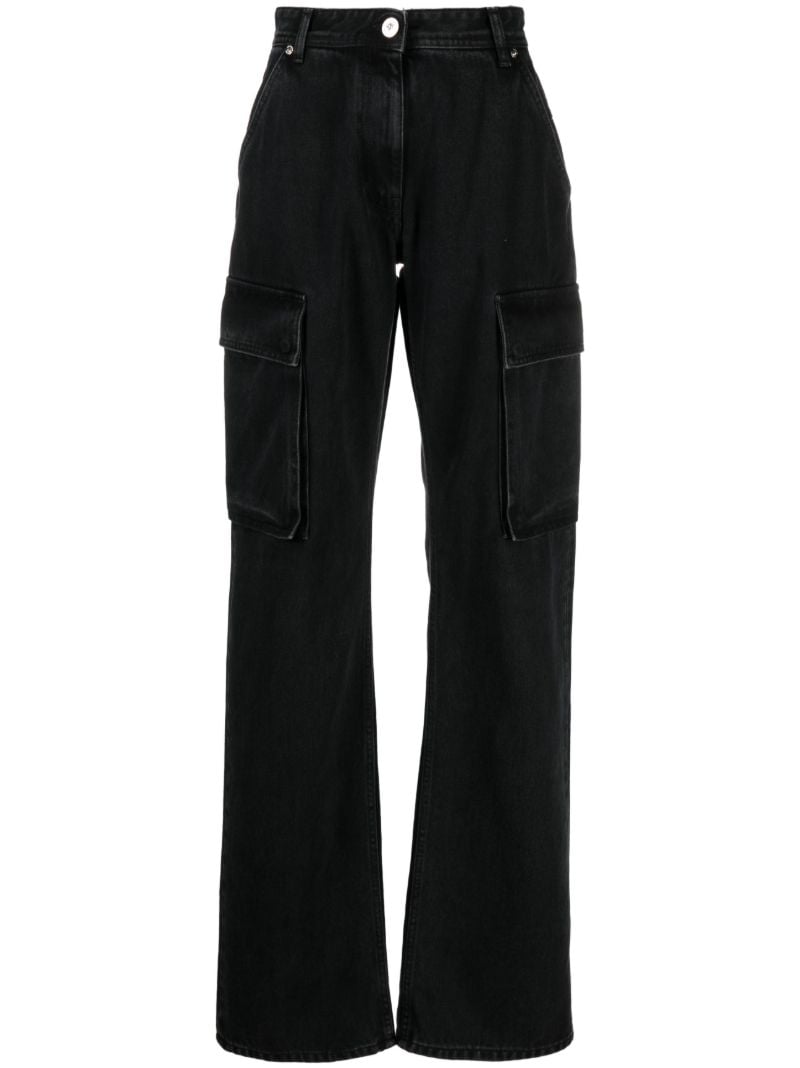 Black Cotton Wide-leg Jeans
