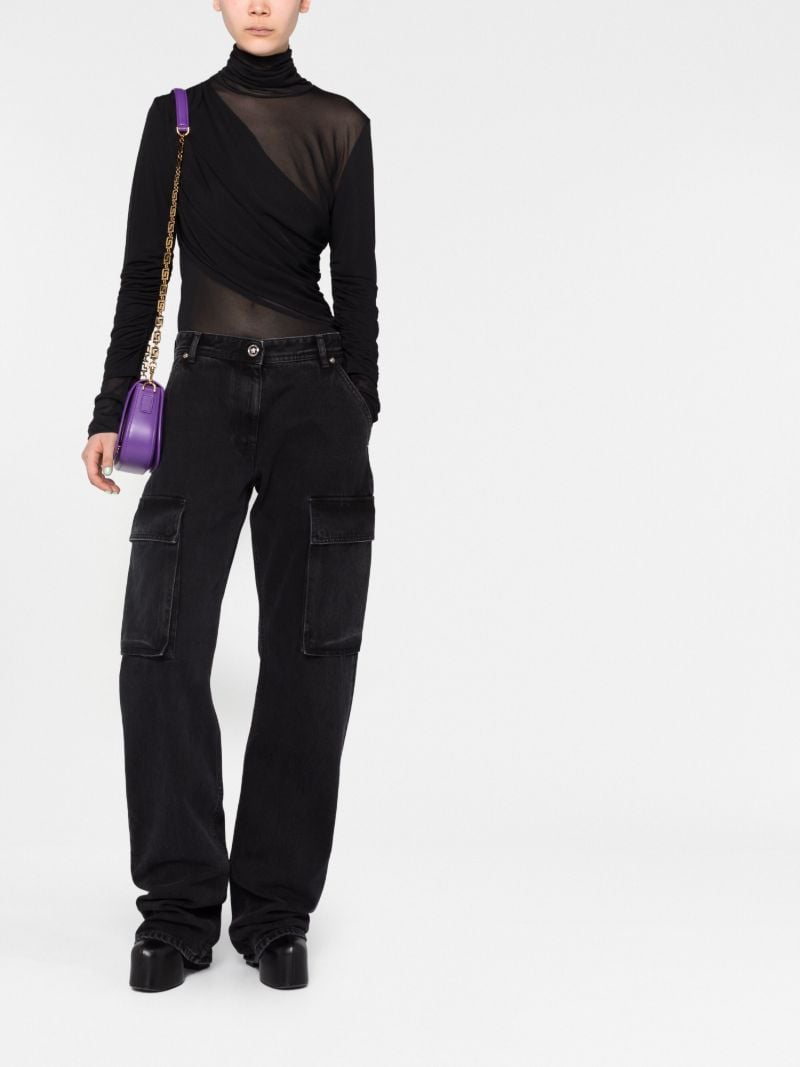 Black Cotton Wide-leg Jeans