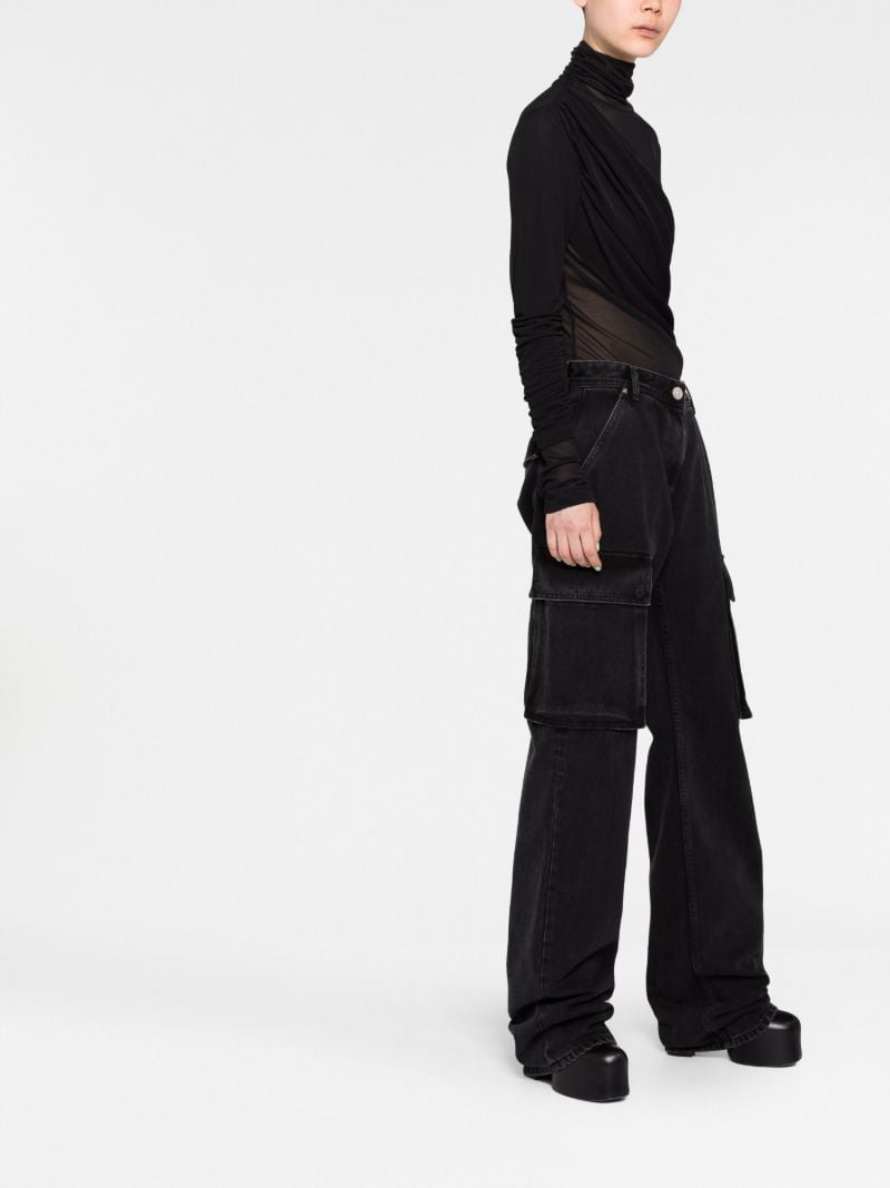 Black Cotton Wide-leg Jeans
