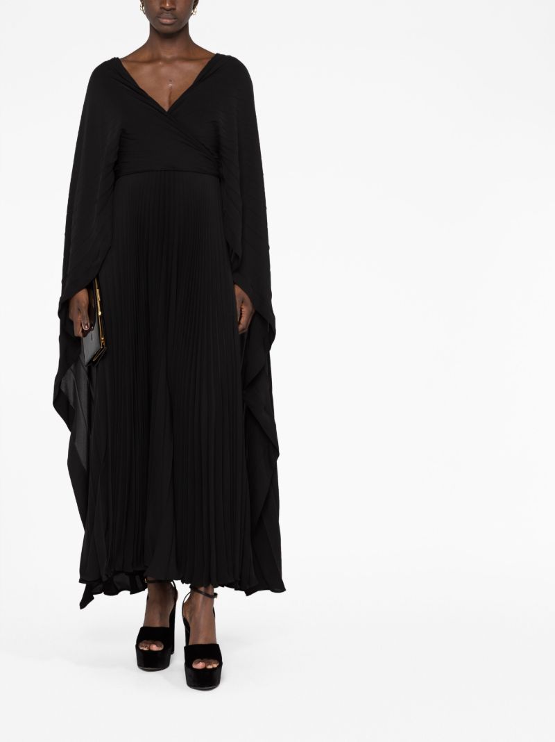 Black Silk Pleated Dress