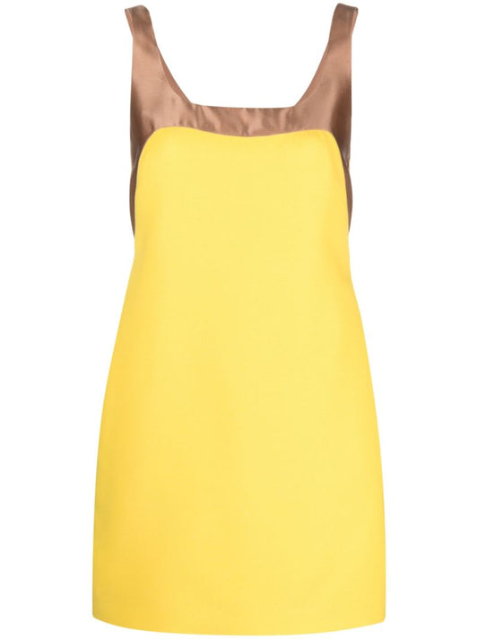 Yellow Contrasting Neckline Mini Dress