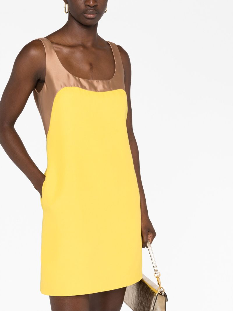 Yellow Contrasting Neckline Mini Dress