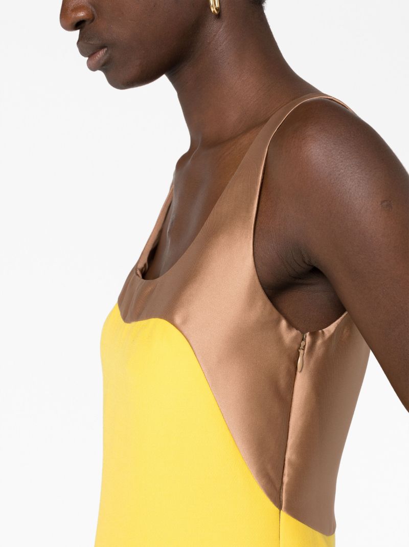 Yellow Contrasting Neckline Mini Dress