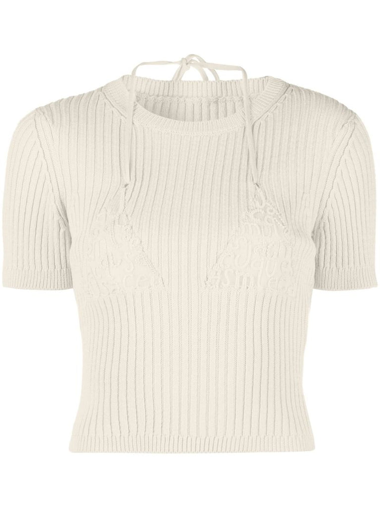 Neutral La Maille Bikini Knit Top